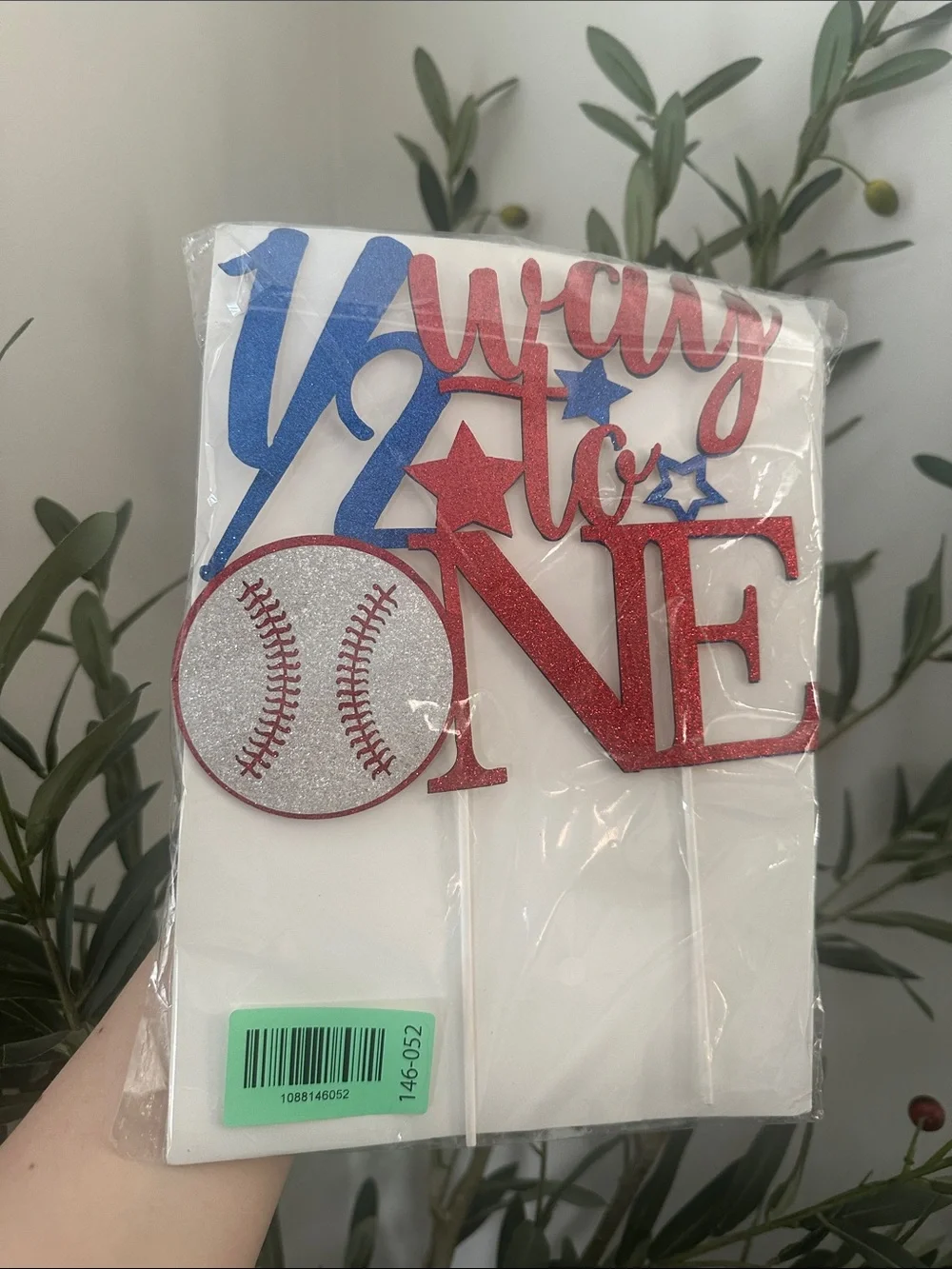 '1/2  Way to One' Baseball Cake Topper - 6 Month Celebration